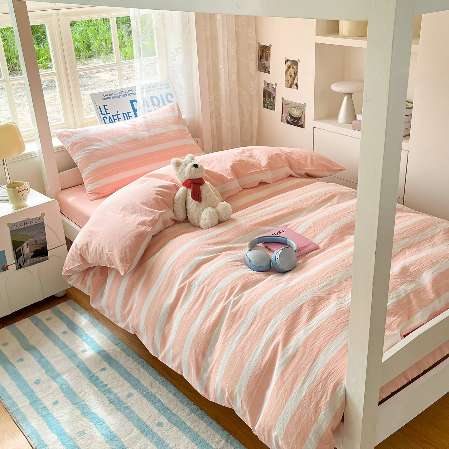 Cama teñida con hilo de algodón Juego de sábanas de algodón de tres piezas Funda de edredón 2025 Nuevo dormitorio de estudiantes Ropa de cama individual y doble