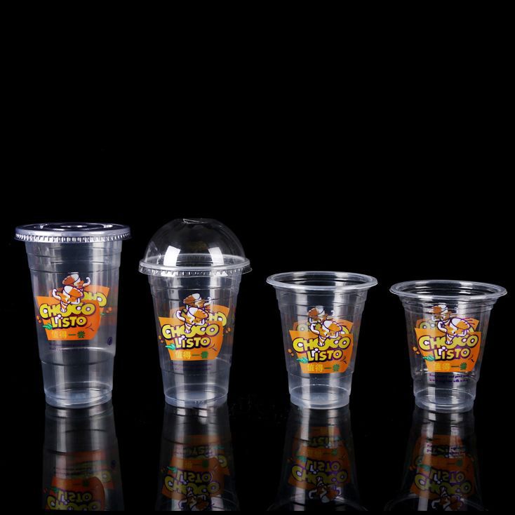 Plastic disposable tea cup, glass, set, cover, straw