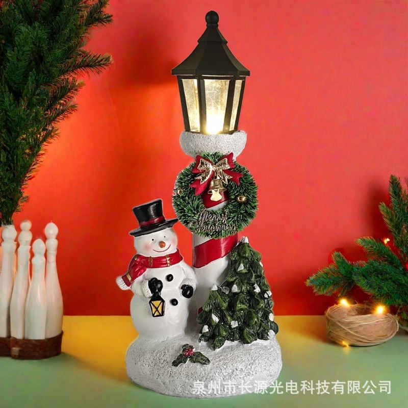 跨境爆款圣诞老人摆件发光雪人带灯树脂工艺品桌面圣诞氛围装饰品|undefined