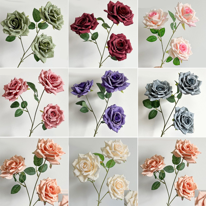 Mocha Rose 3 Cappuccino Rose Head Master Wedding float Simulation Flower Wedding Flower Wall Flower Arrange Home Decoration