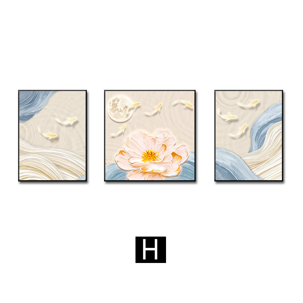 Sala de estar pintura decorativa sofá pared fondo pintura colgante cuero estrella diamante tríptico pintura de estilo crema fresca pequeña