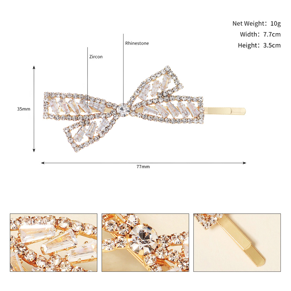 Fashion Leaves Metal Inlay Zircon Hair Clip 1 Piecepicture4