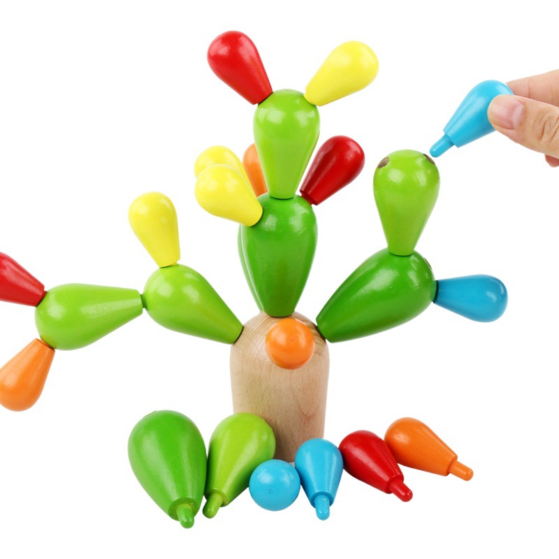 Cactus de madera para niños, capacidad práctica de bebé, desmontaje y montaje de tactus, bloques de construcción de madera, juguetes al por mayor