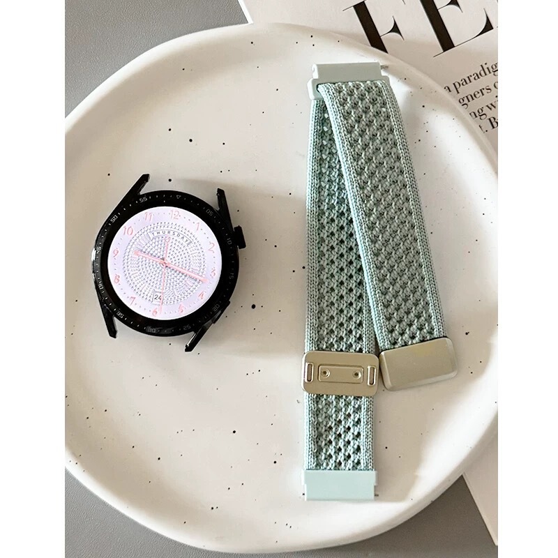 Suitable for Huawei Gt5 Watch Strap Breathable Knitted Watch Strap Nylon Magnetic Gt4 Watch Double Circle Men's and Women's Models