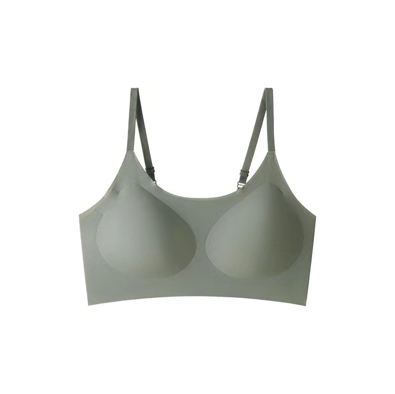 Ropa interior sin marcas de mujer fija copa correa de hombro ajustable verano helado sensación fría pechos pequeños se reúnen sin anillo de acero bra hermosa espalda
