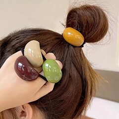 韓国風ファッション キャンディーカラー シンプル ヘアゴム ボールヘア ヘアロープ 女の子用ヘアアクセサリー 幾何学模様
