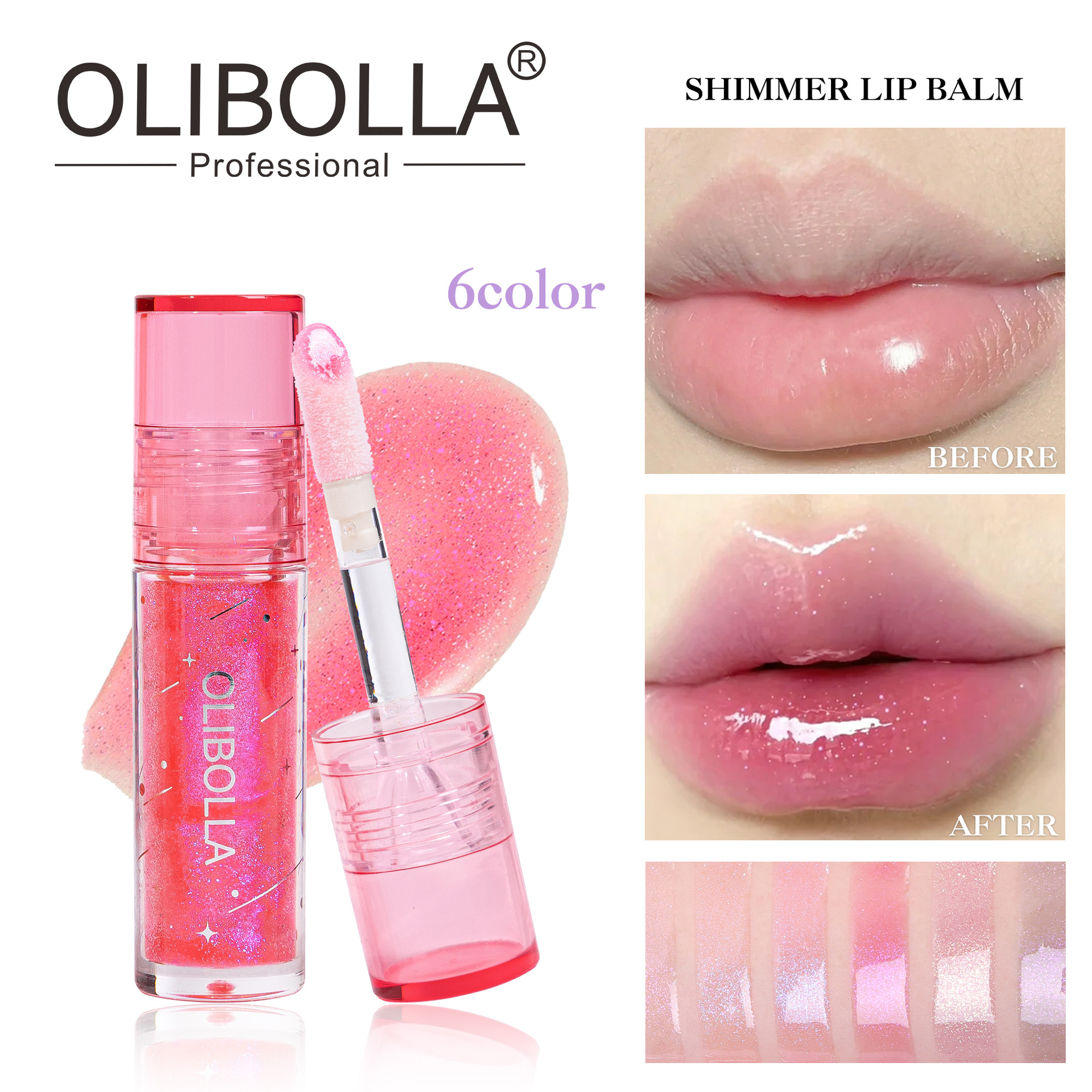 OLIBOLLA agua brillante brillo multicolor esmalte labial sin taza humectante espejo labial brillo labial al por mayor lápiz labial