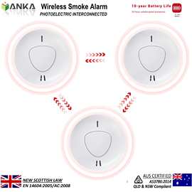10年电池火灾探测器 烟雾探测报警器 澳洲欧洲联动感烟报警探测器