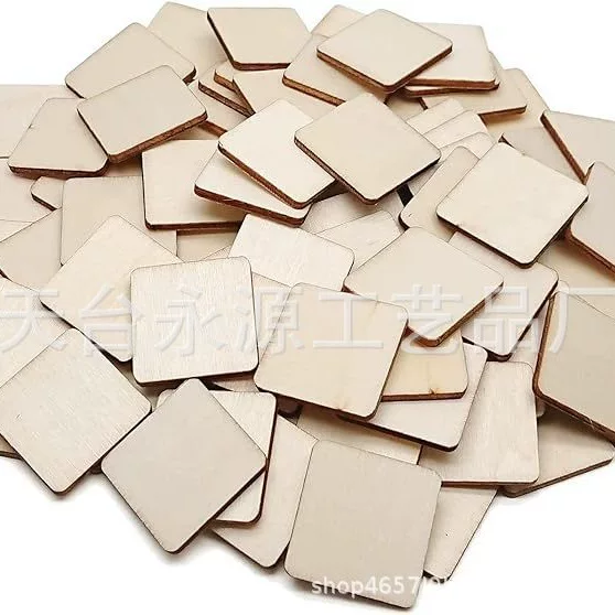 Factory supply 2.5CM wood chip square sheet right angle round edge wood crafts children's graffiti assembly