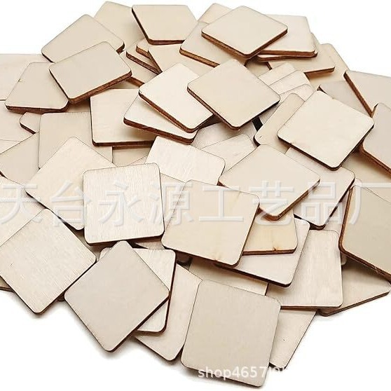 Factory supply 2.5CM wood chip square sheet right angle round edge wood crafts children's graffiti assembly