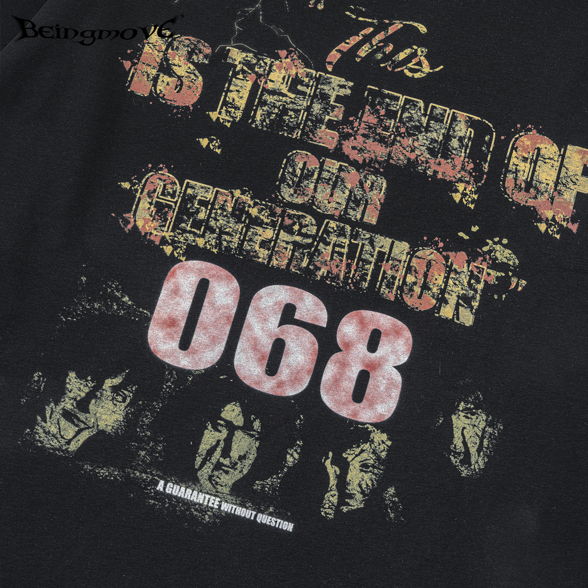 2025 otoño marca de moda americana venta cruzada RRR123FOG retro impresión de alta calle lavado camiseta de manga larga de moda masculina