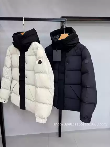 MJ Black Knight Letters Couple Hooded Stand Collar Madeir Puffer Jacket Winter Unisex Thickened
