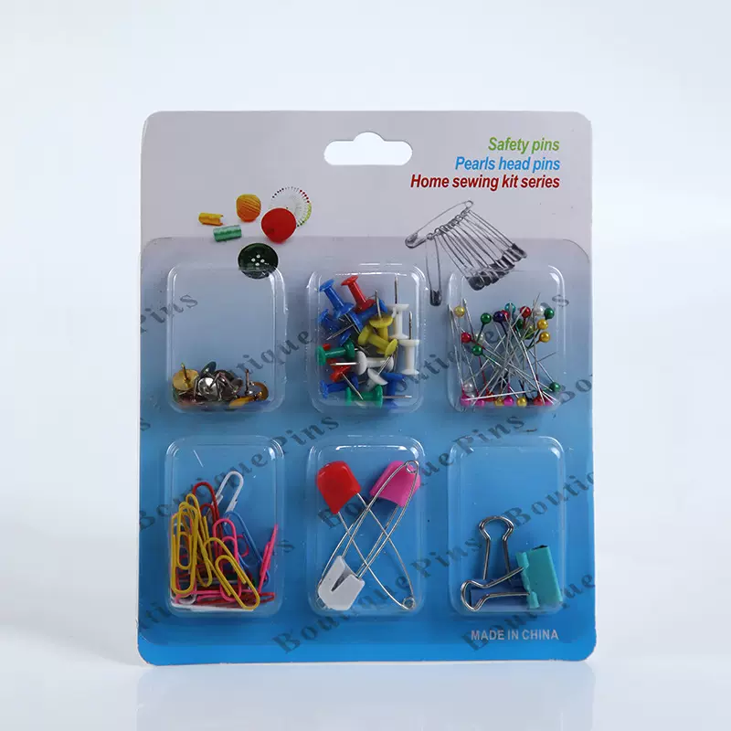 跨境别针吸卡套装针线包安全别针便携别针套装批发多规格图钉回形