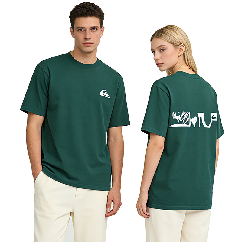 Quiksilver Foreign Trade Cross-Border Summer New American-Style Couple Short-Sleeved T-Shirt Pure Cotton Loose Round Neck Printed T-Shirt Quiksilver Foreign Trade Cross-Border Summer New American-Style Couple Short-Sleeved T-Shirt Pure Cotton Loose Round Neck Printed T-Shirt