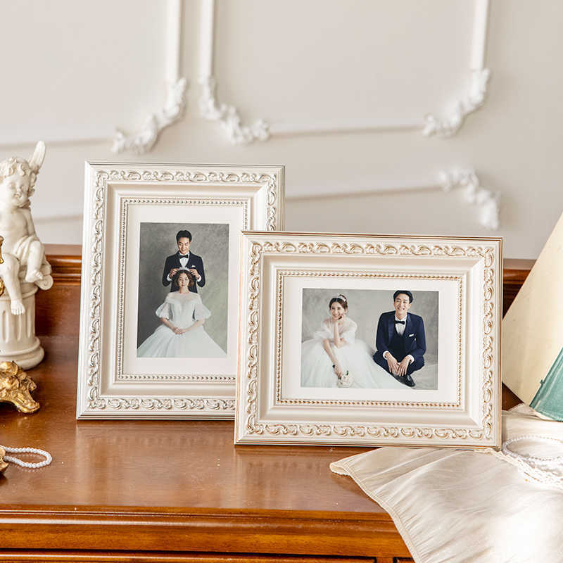 Vintage American-Style Wedding Photo Frame Family Portrait Solid Wood Tabletop 6 10inch Wall-Mounted Photo Frame