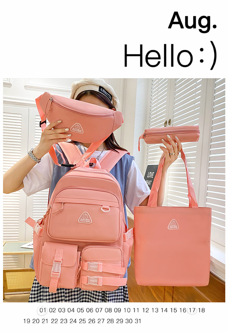 GUIYU Trendy Backpack Set For Middle School - Spacious Canvas Bookbag With Crossbody Strap, Ergonomic Shoulder Support_voghion.com