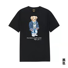 夏季新款保罗拉夫小熊标印花男款短袖男士纯棉T恤衫圆领打底衫
