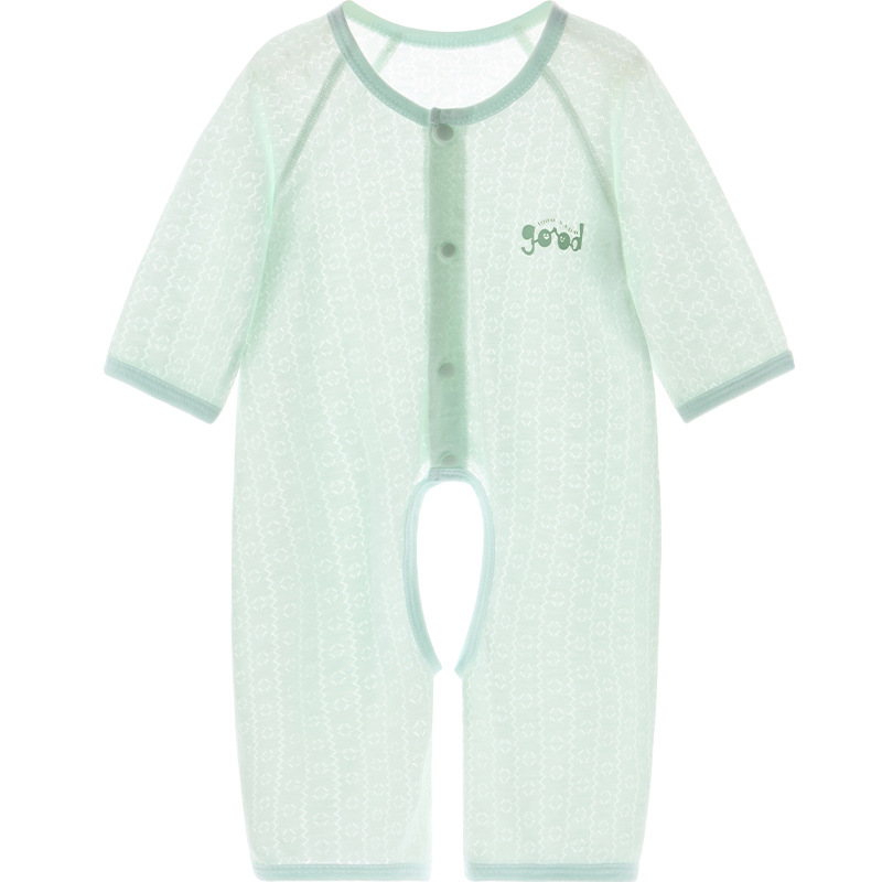 Uniforme de bebé, ropa de verano para niños, niñas y niñas, entrepierna abierta, delgada, manga larga, climatización, ropa de verano para bebés
