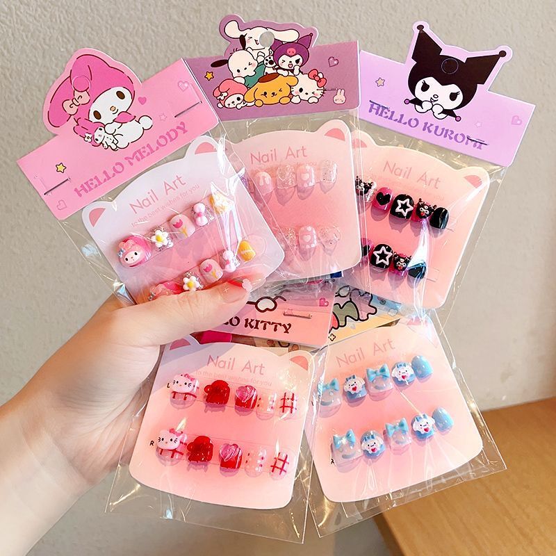 Children's Wearable Nails Sanrio Cartoon Cute Girl Nail Stickers Waterproof Removable Girls' Nail Art Stickers Accessories