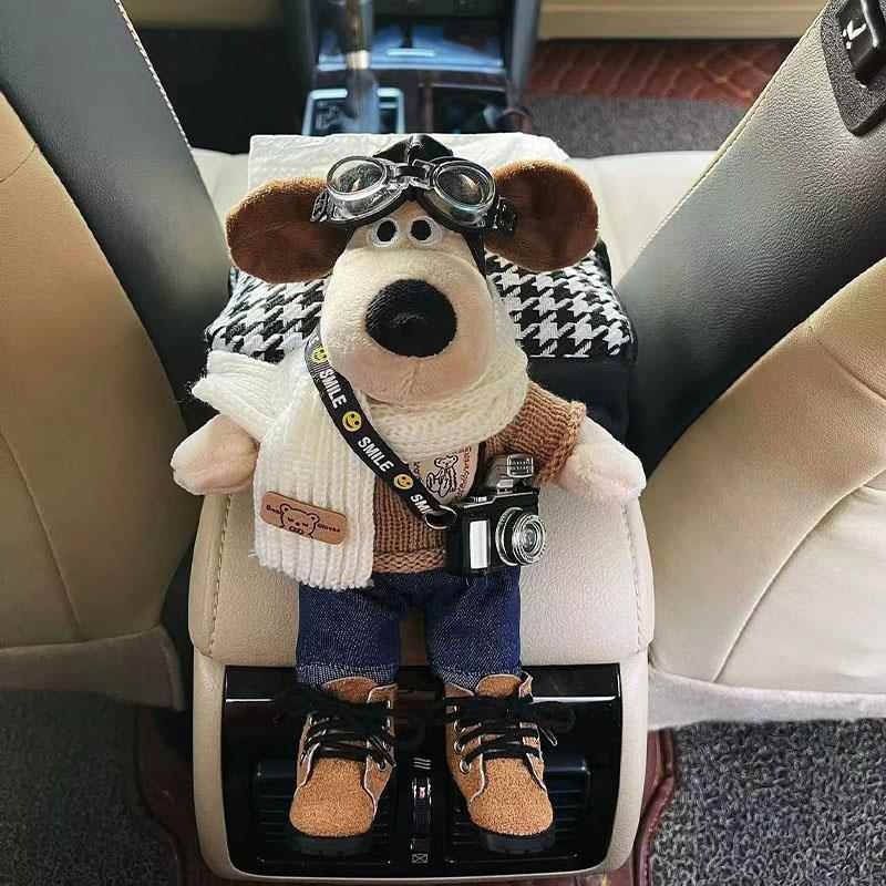 Caja de cartón para coche, caja de reposabrazos, caja de pañuelos, sentido de muñeca lindo creativo, decoración interior del coche, decoración para coche