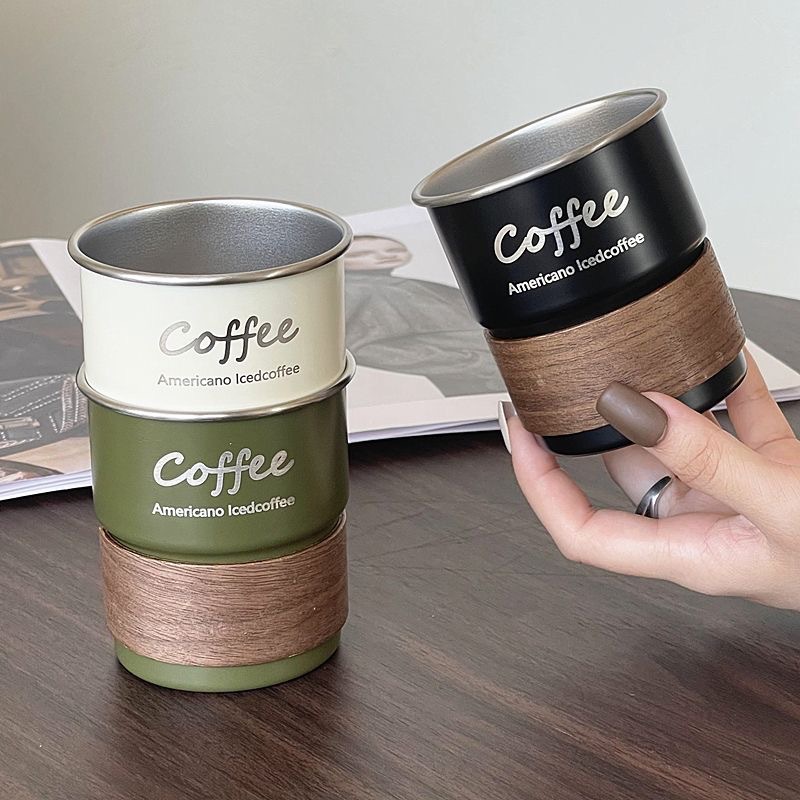 Taza de agua plegable 304 taza de café de acero inoxidable taza de acampamiento al aire libre taza de mango taza de escalones grabación plegable portátil