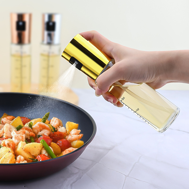 Spot olla de inyección de combustible para el hogar Botella de inyección de combustible de compresión atomizada Botella de condimento Suministros de cocina con olla de aceite de vidrio de escala