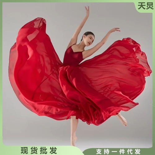 Classical dance clothing, women's gauze skirt, elegant folk dance 720 degree large swing skirt, practice performance skirt