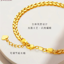玖凤祥999足金包银麦穗女士手链岁岁平安小众轻奢款足银手链送女