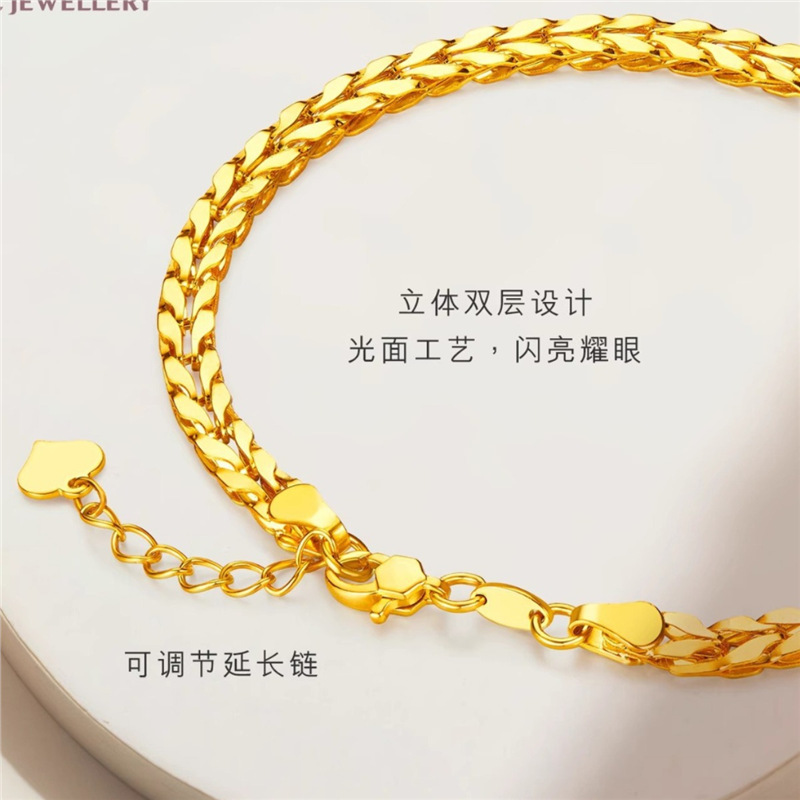 玖凤祥999足金包银麦穗女士手链岁岁平安小众轻奢款足银手链送女