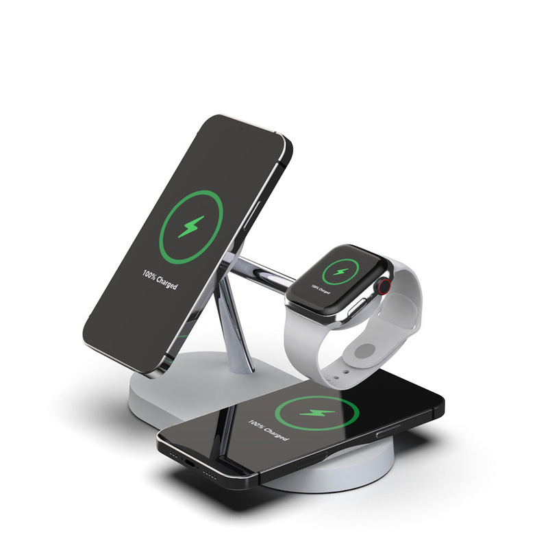 Cross-Border Magnetic Three-In-One Fast Charging Wireless Charger Watch Wireless Charging Base Desktop Stand Mobile Phone Earphones Cross-Border Magnetic Three-In-One Fast Charging Wireless Charger Watch Wireless Charging Base Desktop Stand Mobile Phone Earphones