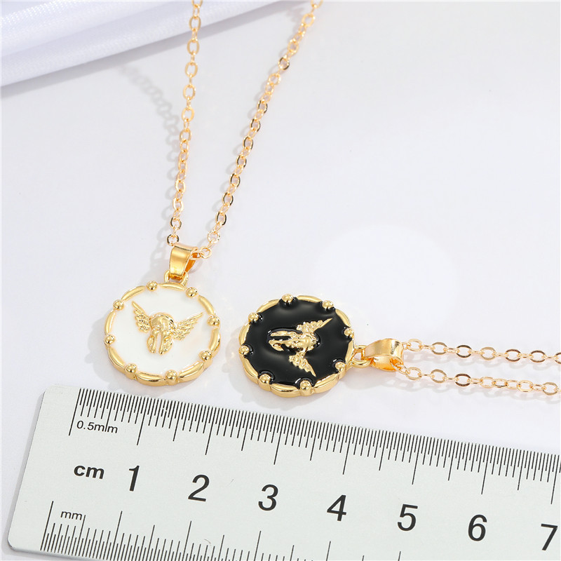 Nihaojewelry Fashion Black And White Angel Necklace Wholesale Jewelry display picture 2