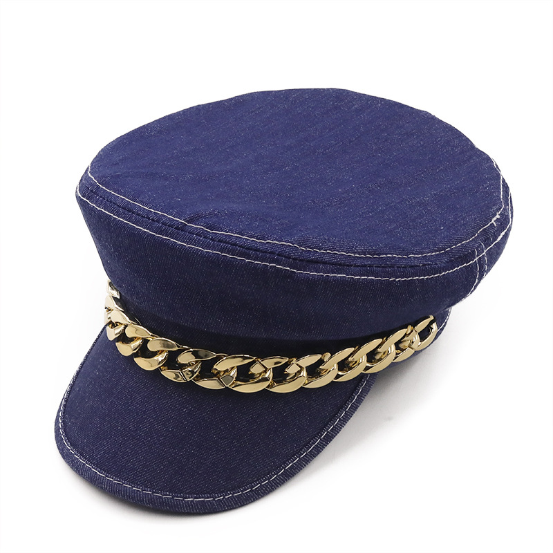 Sunscreen Chain Decor Korean Style Flat Top Navy Hat Wholesale Nihaojewelry display picture 10