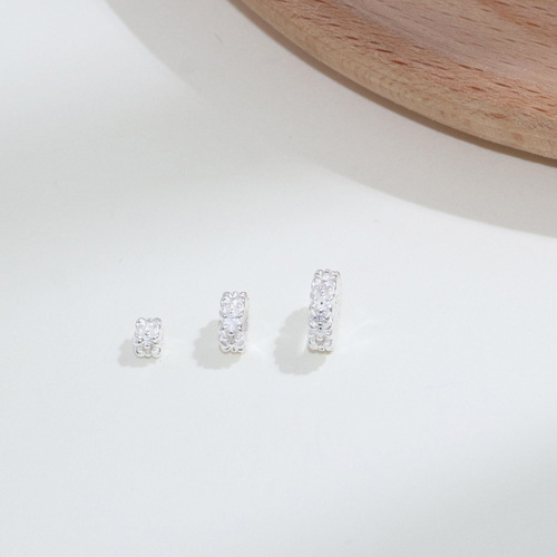 S925 sterling silver precision diamond spacer accessories DIY handmade crystal beaded bracelet gold plated wheel beads loose beads