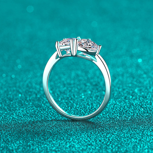 925 sterling silver ring women's special-shaped moissanite emerald cut ring plated pt950 gold meson manufacturer wholesale