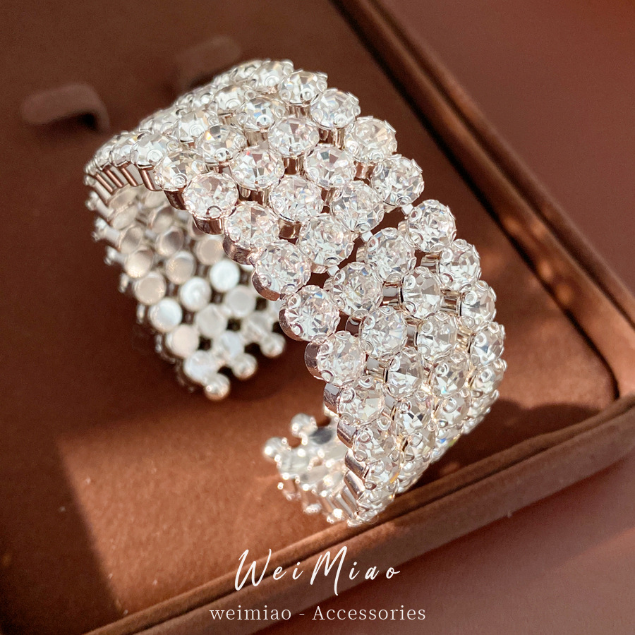 Europa y los Estados Unidos transfronterizos diamantes abertura redonda pulsera nicho exagerado temperamento pulsera de moda alta sensación ligera joyas de lujo para mujeres