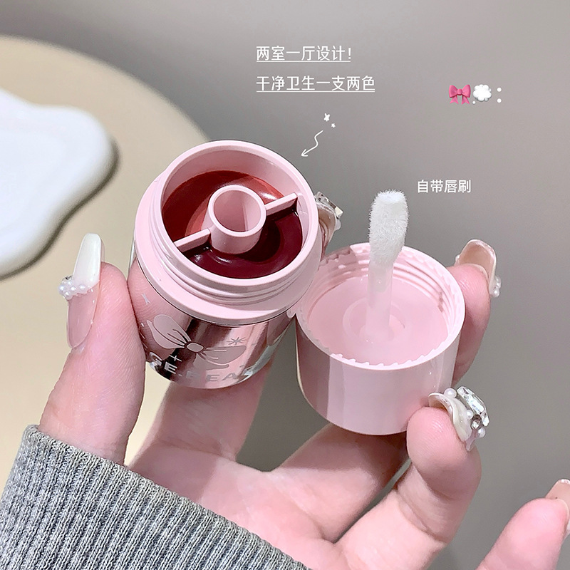 Gege bear双拼锁色唇冻女 水润保湿嘟嘟唇水光镜面防水不掉色唇釉|undefined