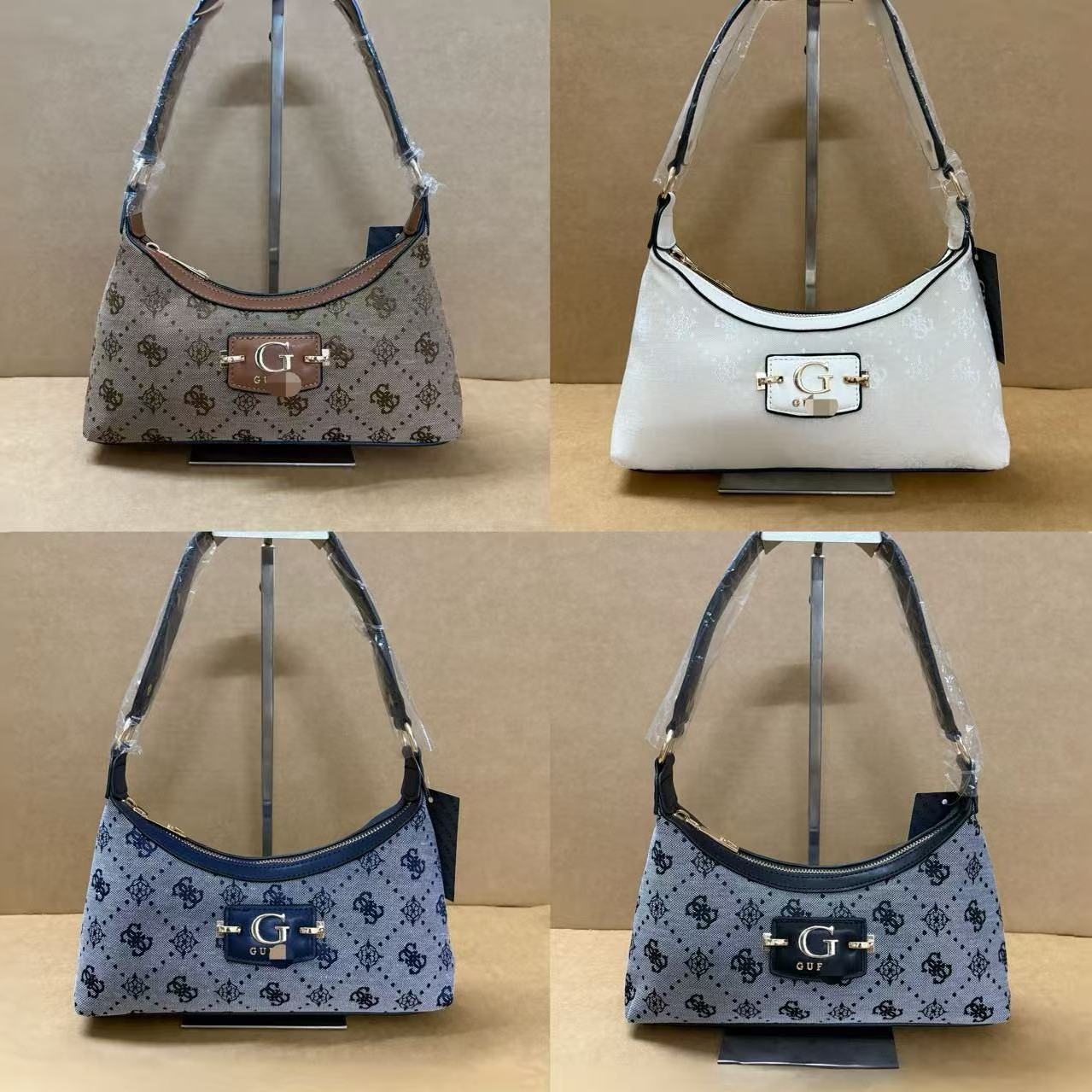 2026 New American Retro GS Monogram Underarm Bag for Women, Light Luxury Versatile Single Shoulder Crescent Bag, In-Stock Wholesale