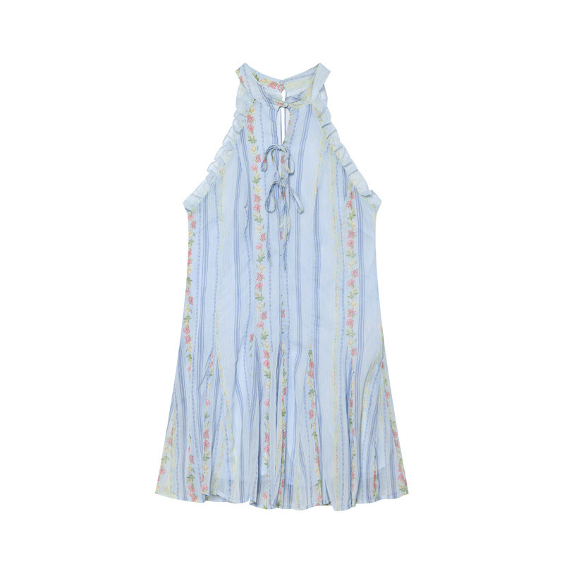 Foreign Trade European and American Style 2026 Autumn New Fashion Floral Print Layered Waist-Cinching Halter Neck Dress 7845289 Foreign Trade European and American Style 2026 Autumn New Fashion Floral Print Layered Waist-Cinching Halter Neck Dress 7845289