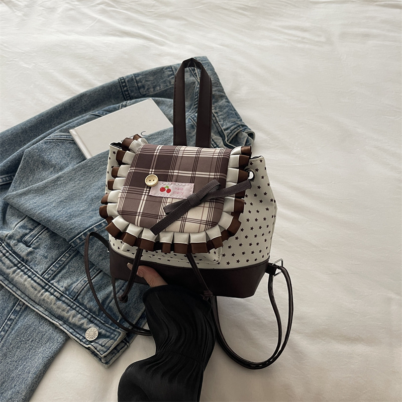 Mochila escolar de estudiantes para mujeres 2025, nueva moda, mochila a rejilla, nicho, mochila portátil de estilo ballet
