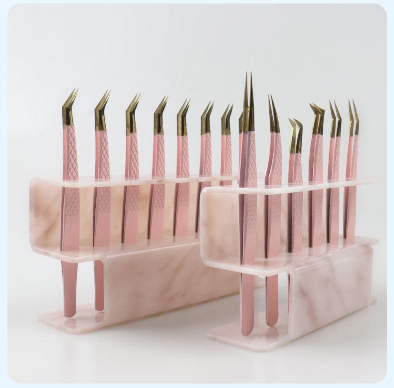 Pink Marble Eyelash Tweezer Holder 7