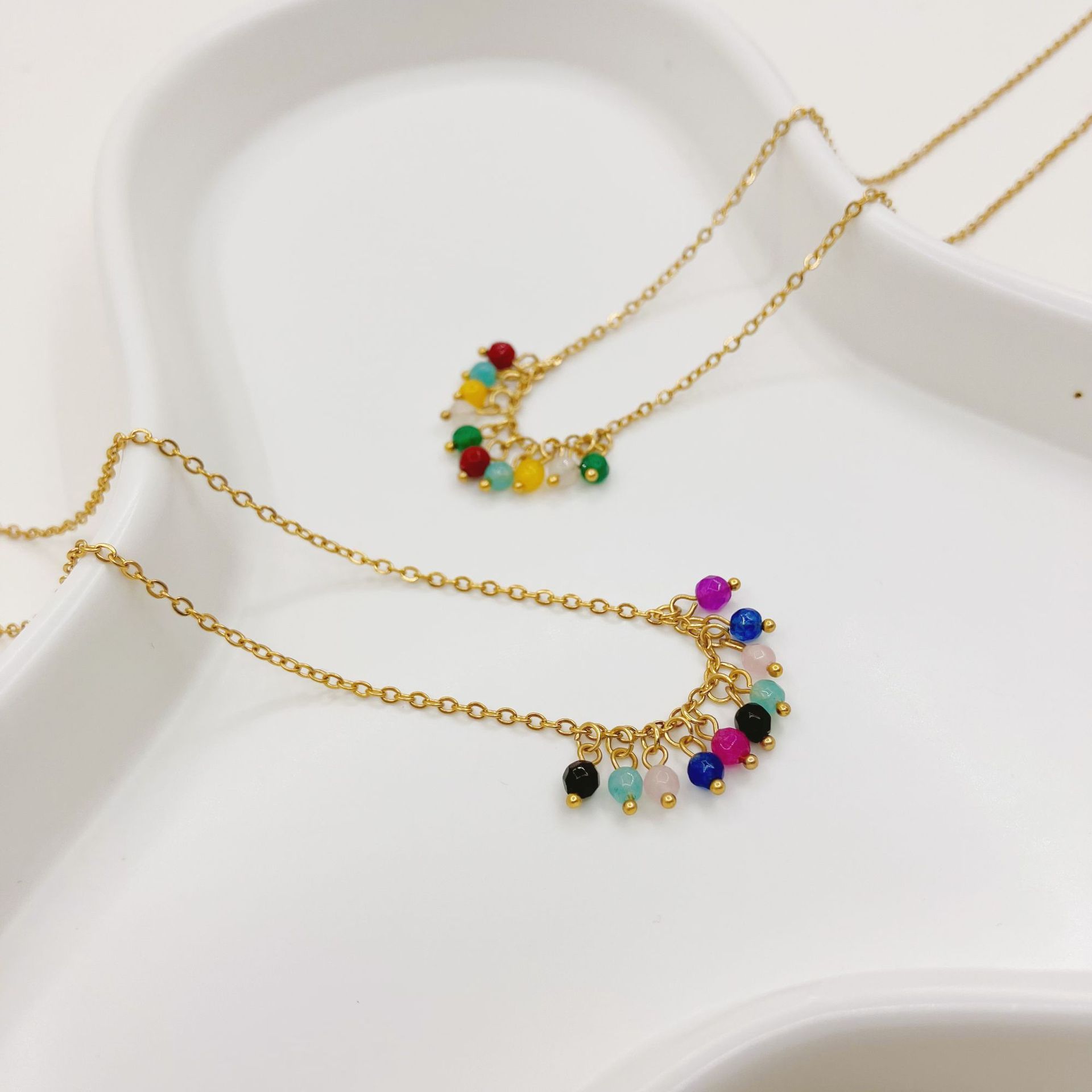 Simple Style Geometric Stainless Steel Tassel Plating Chain Pendant Necklace 1 Piece