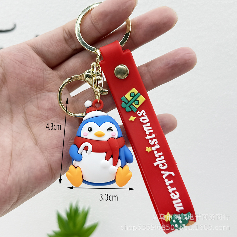 跨境圣诞钥匙扣软胶公仔挂件圣诞礼品配件立体公仔圣诞老人小挂件|undefined