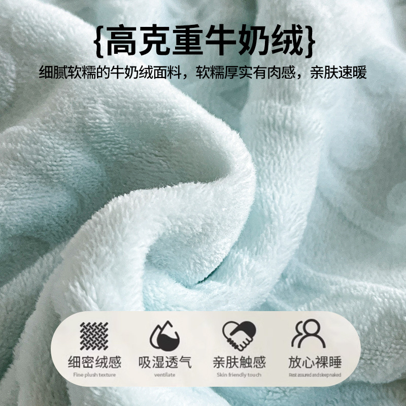 La cama de terciopelo de leche tallada de cuatro piezas set2025 nuevo invierno engrosado colcha de coral sábanas de franela