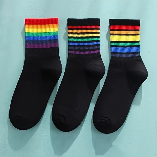 Rainbow socks for women middle tube socks summer thin sports socks piled socks ins trendy cotton socks autumn and winter wholesale women