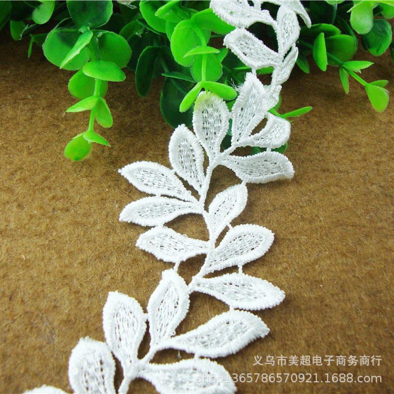 现货直发6cm水溶花边 涤纶丝刺绣花边 镂空叶子花纹服饰家纺辅料