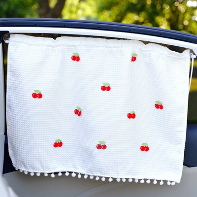 Car curtains — block baby car interior shading - waffle-curtain-ten-cherries