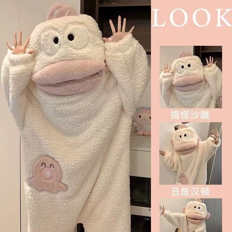 连体睡衣女冬季蓝色小八珊瑚绒加厚2025家居服卡通宿舍冬季保暖|undefined