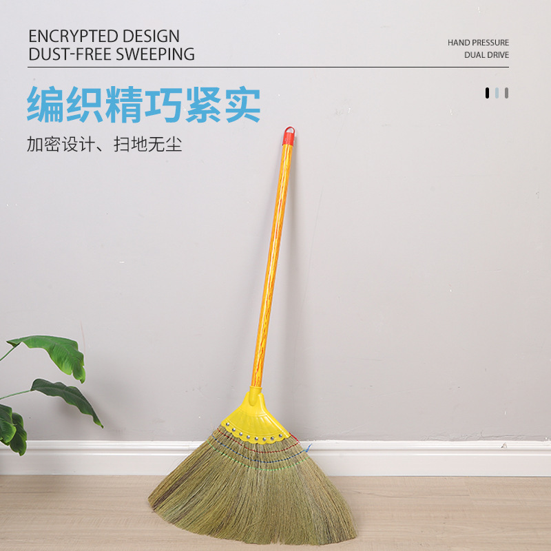 Manufacturer's Encrypted and Thickeneded Old-Fashioned Eight-Nail Miscanthus Broom for Household Natural Plant Material Cleaning Floor Sweeping Wholesale Manufacturer's Encrypted and Thickeneded Old-Fashioned Eight-Nail Miscanthus Broom for Household Natural Plant Material Cleaning Floor Sweeping Wholesale