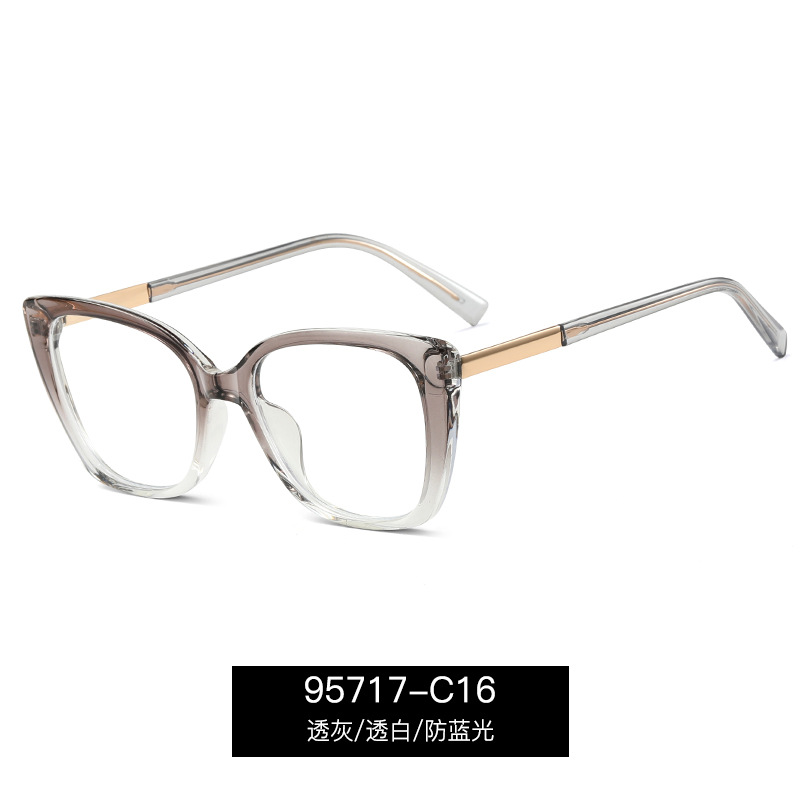 95717 tendencia de la moda de dos colores marco grande gafas lisas mujeres TR90 marco completo anti-azul gafas de luz miopía marco