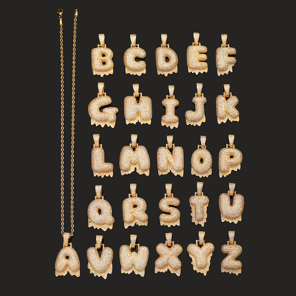Cross-border hip hop burbuja colgante 26 letras nombre personalizado nicho accesorios de personalidad de zircon para hombres